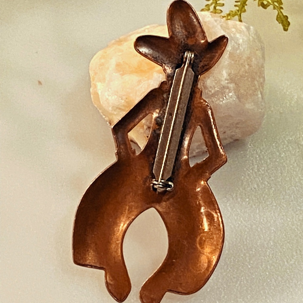 Navajo Vintage Bell Trading Post Copper Cowboy with Chaps Brooch/Pin RARE - Picture 6 of 9